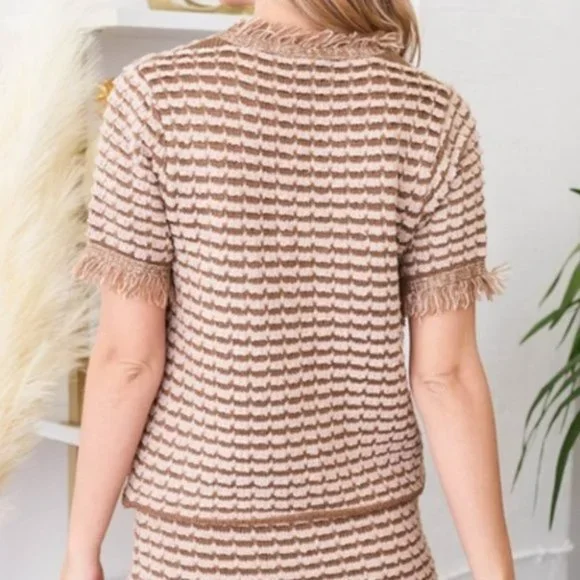 2 piece set Brown knit sweater Top & skirt - Picture 5 of 6